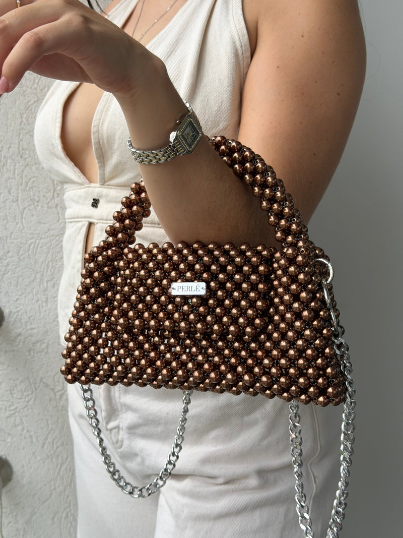 Bag Mocca - Bolso de perlas Café