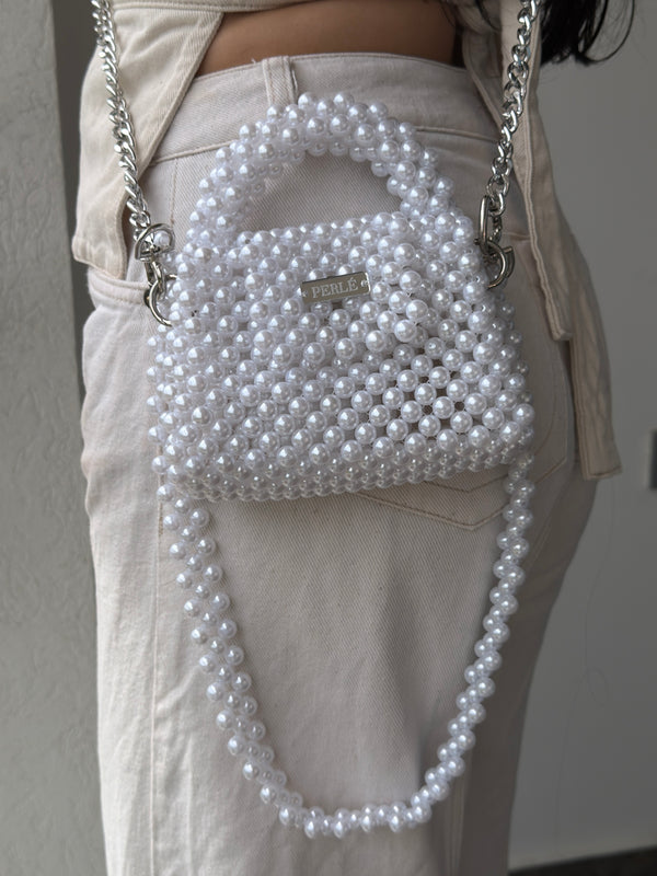 Mini Dali - Bolso de perlas blanco