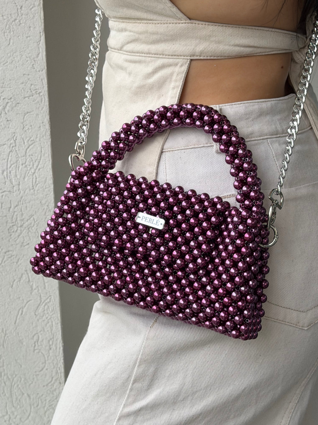 Bag Lia - Bolso de perlas Morado