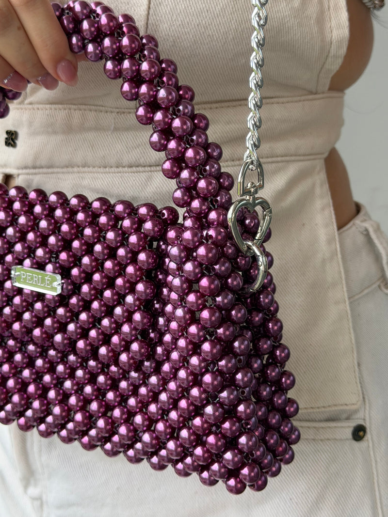 Bag Lia - Bolso de perlas Morado