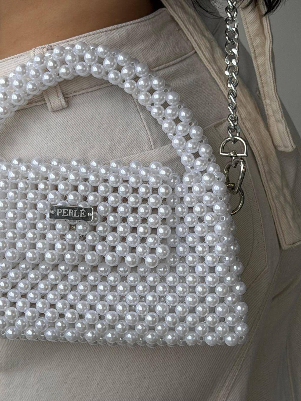 Bag Serenity - Bolso de perlas blanca
