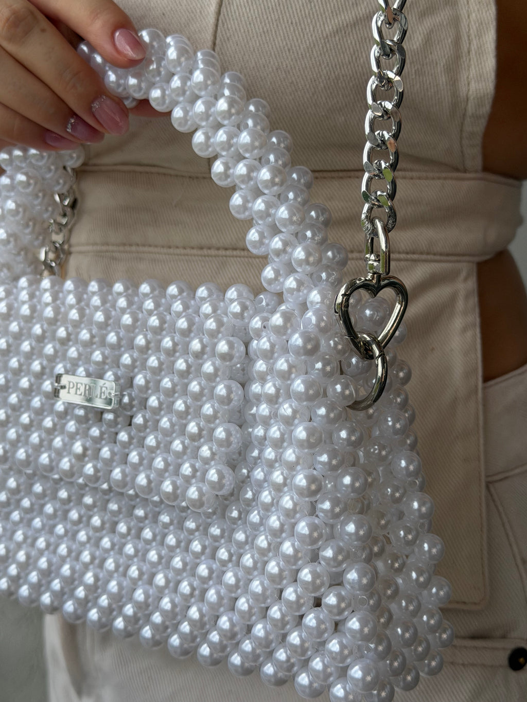 Bag Serenity - Bolso de perlas blanca