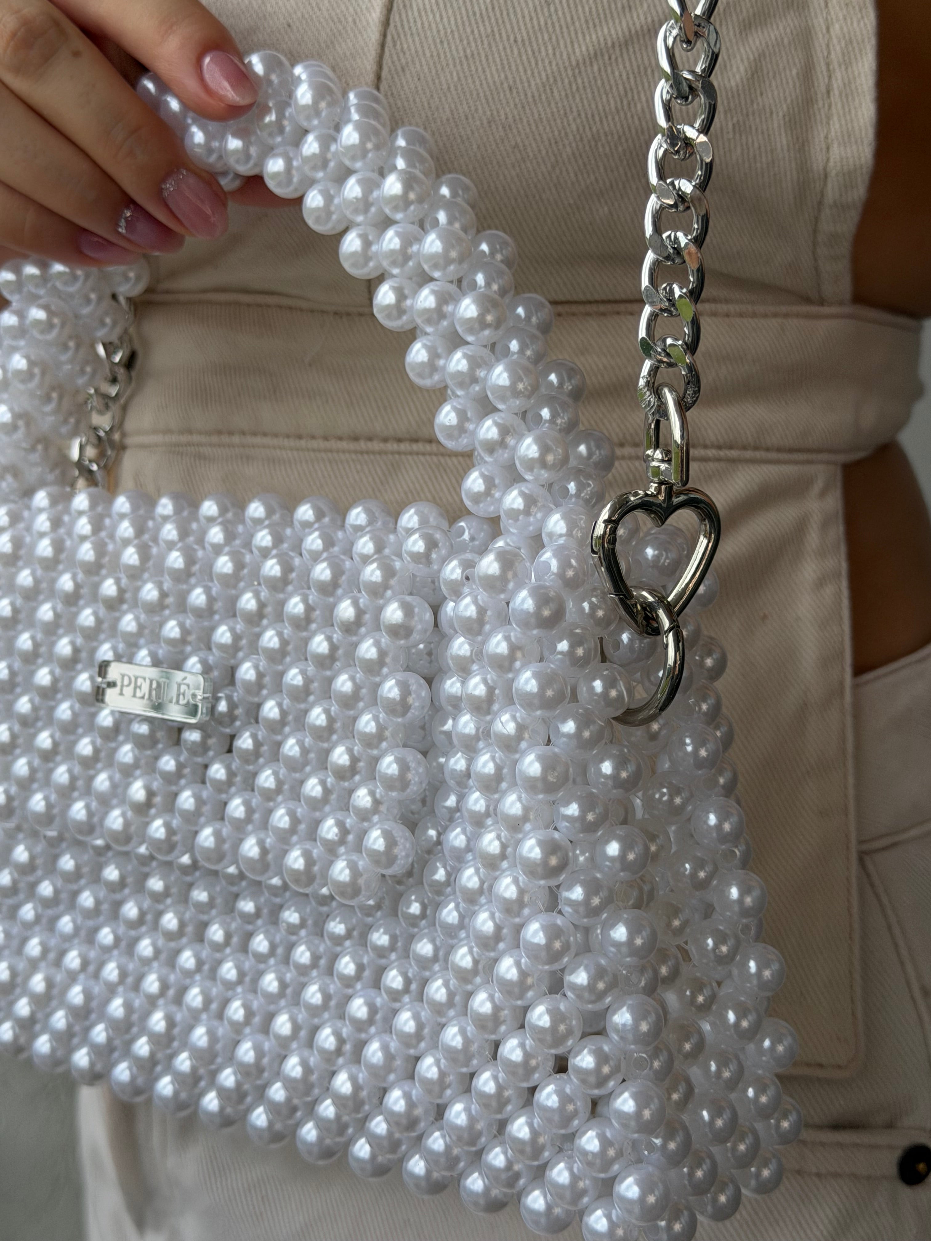 Bag Serenity - Bolso de perlas blanca