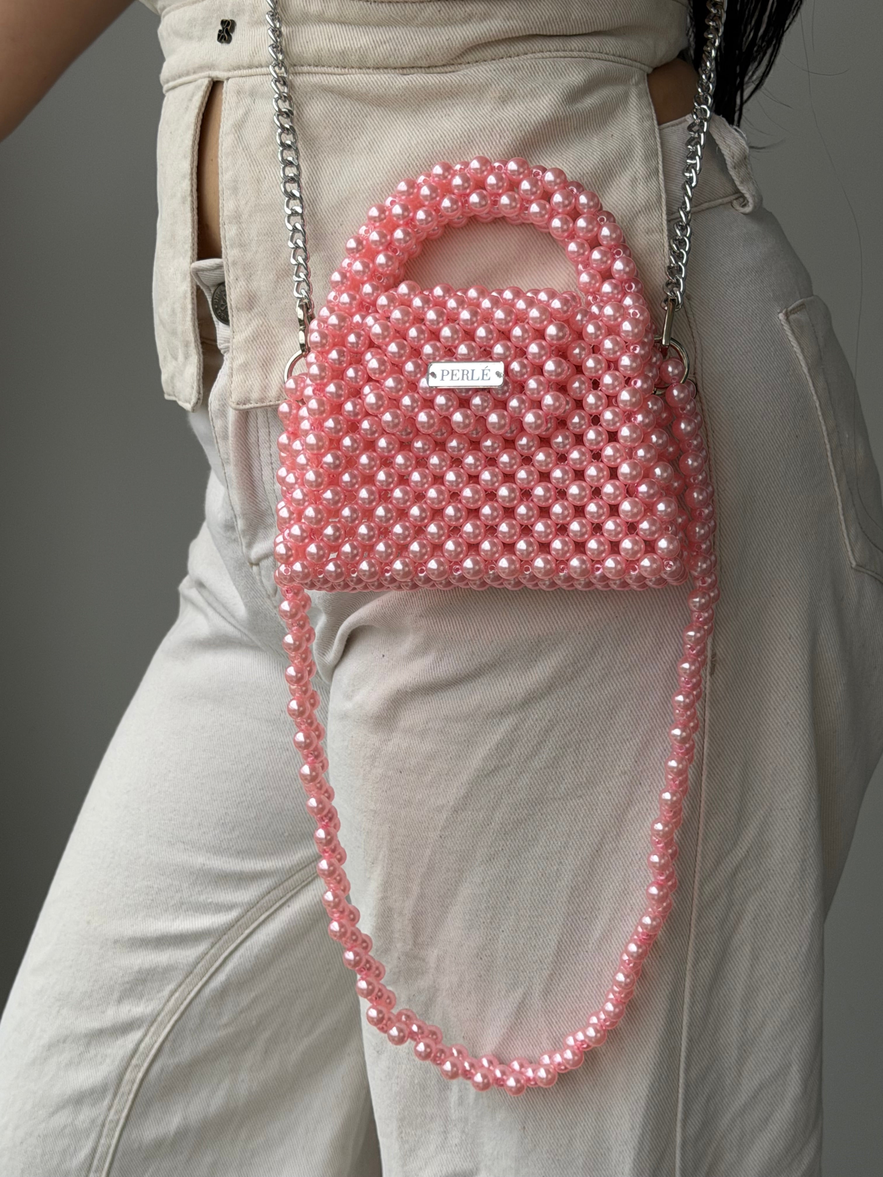 Mini Pink - Bolso de perlas rosado