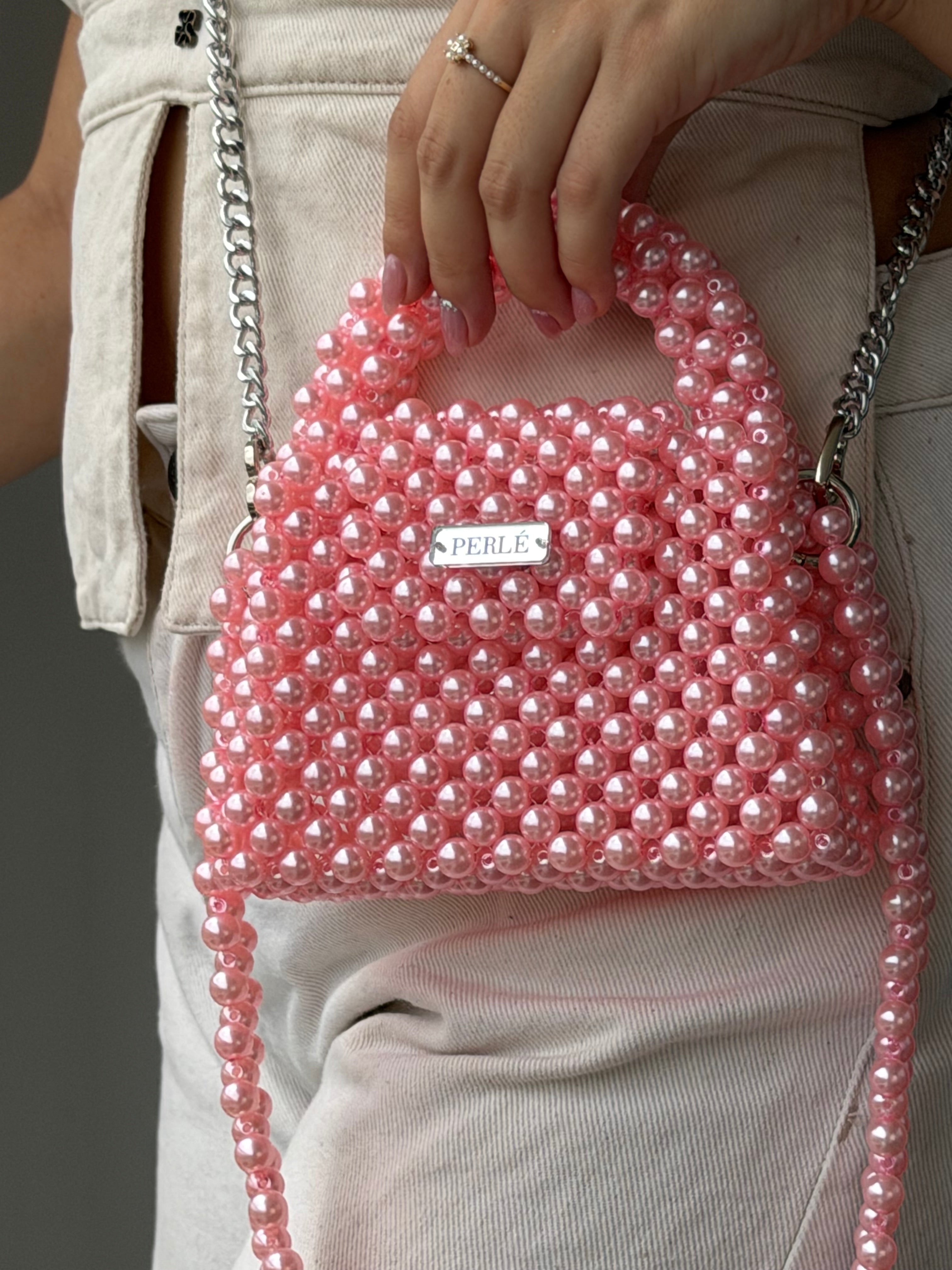 Mini Pink - Bolso de perlas rosado
