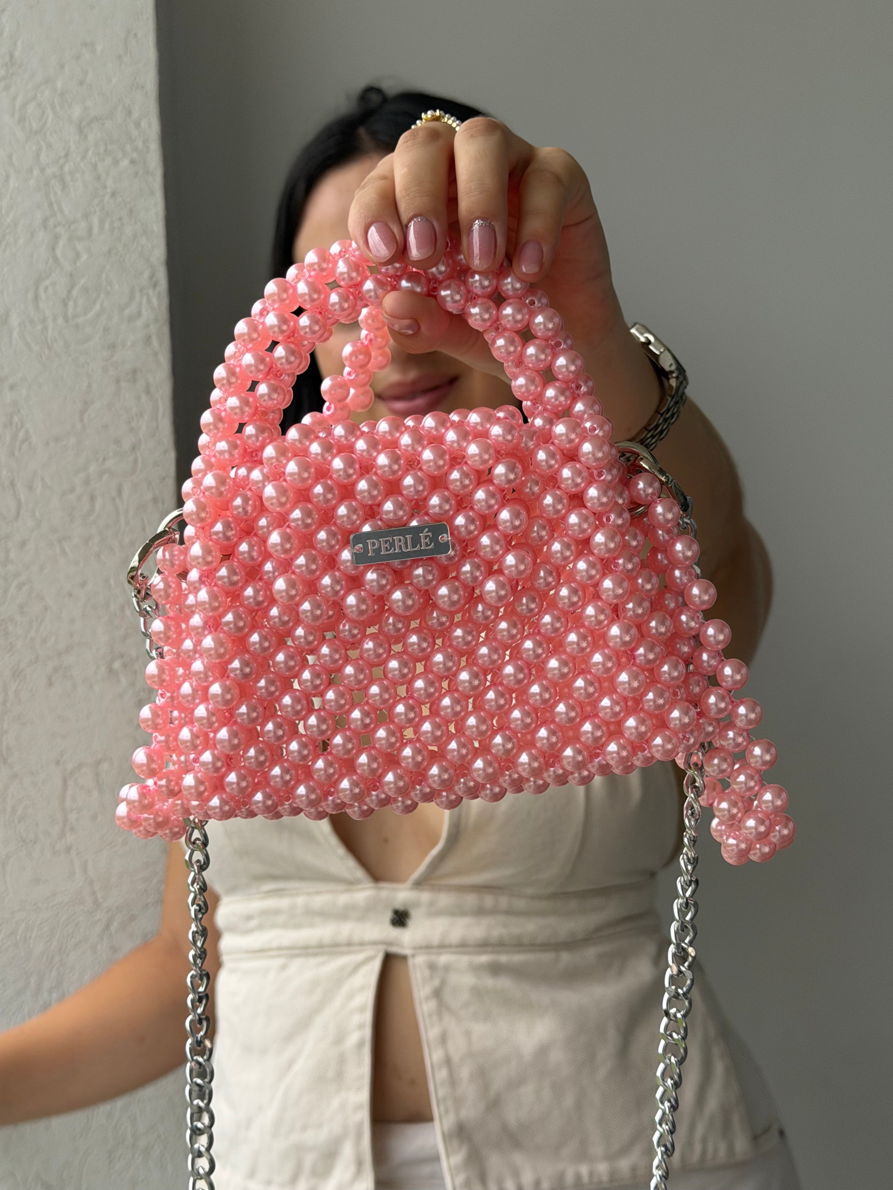 Mini Pink - Bolso de perlas rosado