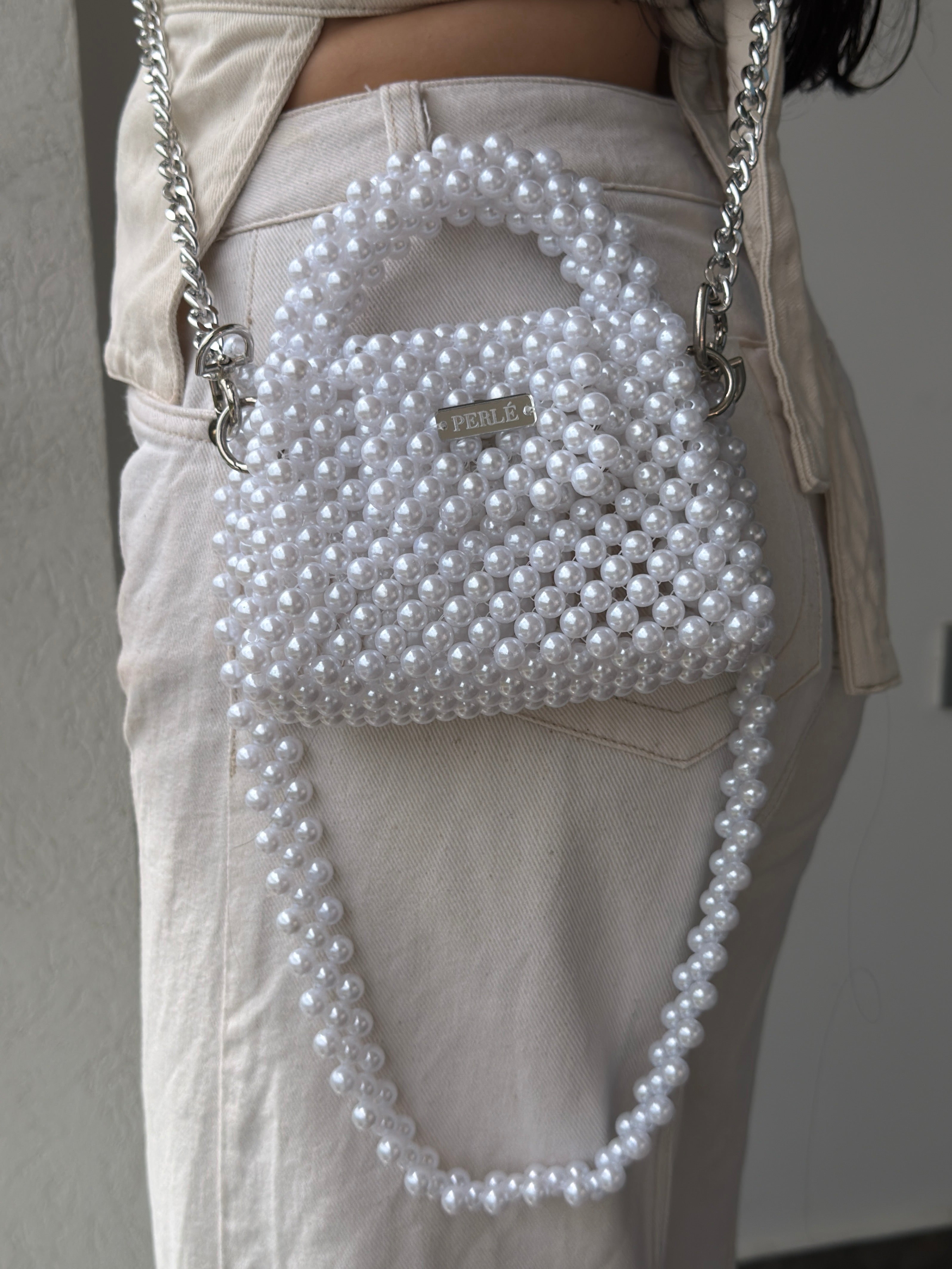 Mini Dali - Bolso de perlas blanco