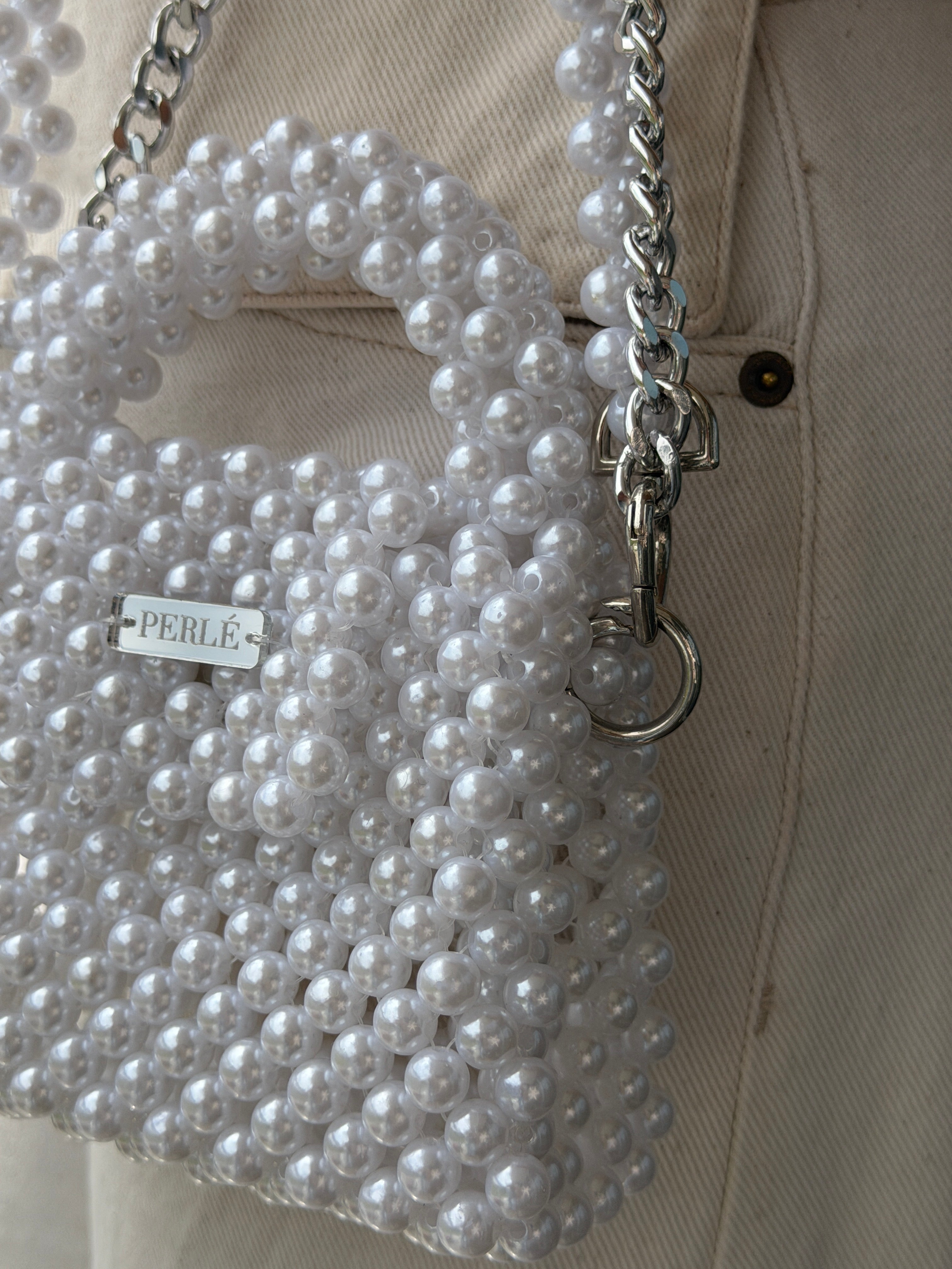 Mini Dali - Bolso de perlas blanco